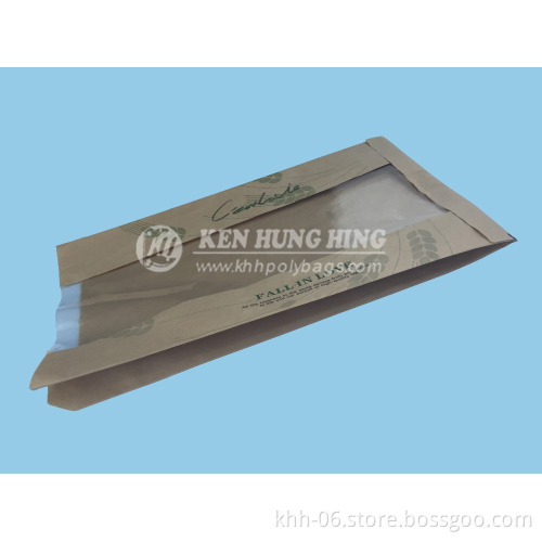High Quality Custom Printed Gusset French Bread Kraft Paper Bags with Window